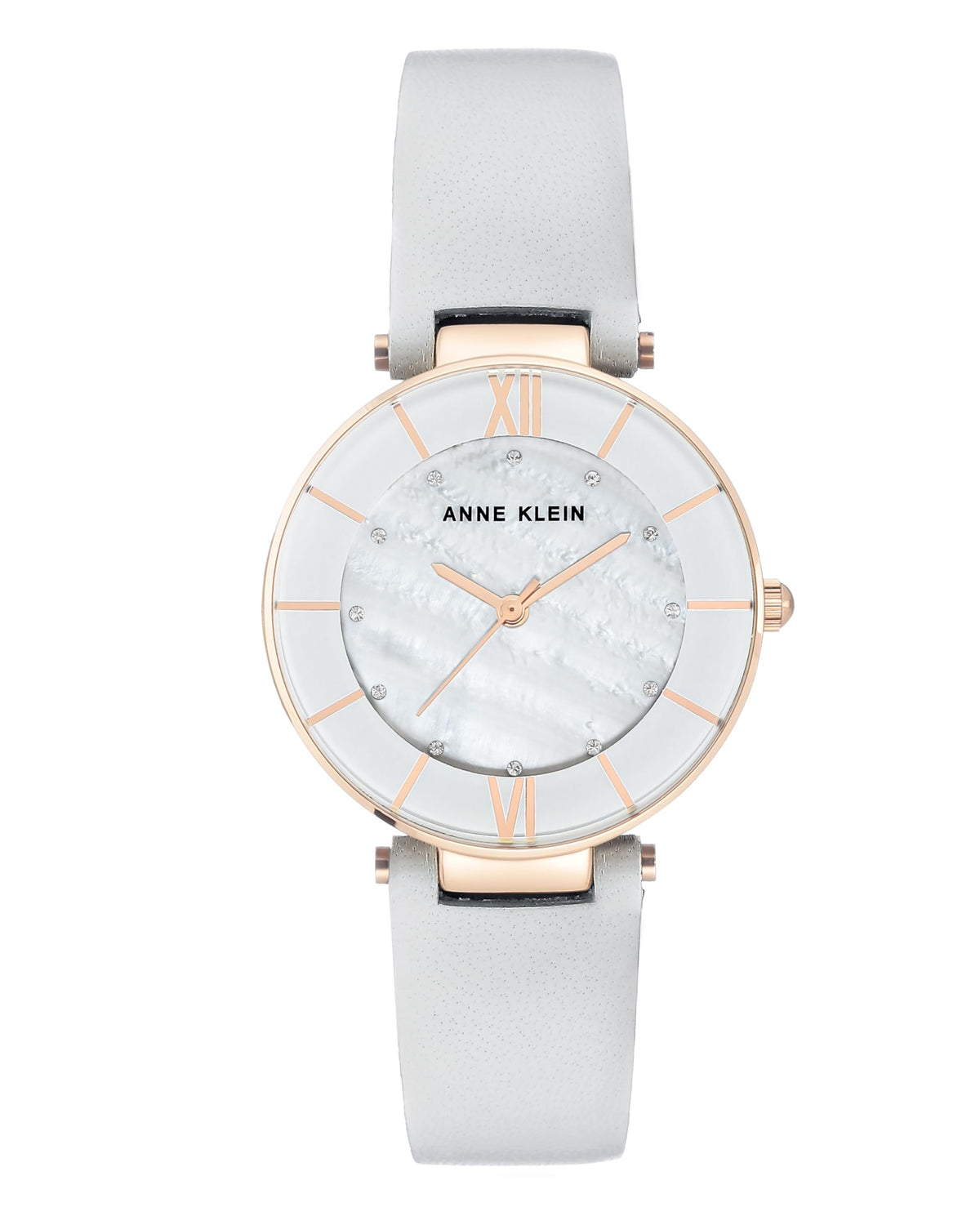 Anne Klein Women's AK/3272 Premium Crystal Accented Leather Strap Watch
