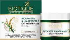 Biotique Rice Water & Niacinamide Gel Moisturizer for All Day Hydration & Natural Glow-Lightens Dark Spots & Acne Scars|For Men & Women - 50ml