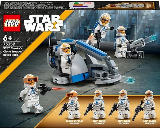 LEGO 75359 Star Wars 332nd Ahsoka's Clone Trooper Battle Pack, The Clone Wars Building Toy Set with Stud-Shooting Speeder Vehicle and Minifigures, Small Gift Idea for Kids Aged 6+