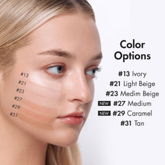 AGE 20's Signature Intense Sunscreen SPF 50+ Foundation, Natural Coverage, Cushion Korean Makeup, 71% Essence Natural Dewy Finish, Refill Included, 13 Ivory (0.49 oz x2 ea)