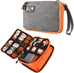 VAYMAY Travel Essentials Electronic Organizer, Travel Organizer | Double Layer Electronics Gadget Organizer Case for Storage iPad Mini, Cord, Charger, Phone, Adapter, Power Bank, Hard Drives (L)