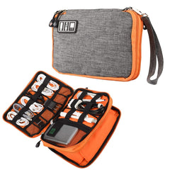 VAYMAY Travel Essentials Electronic Organizer, Travel Organizer | Double Layer Electronics Gadget Organizer Case for Storage iPad Mini, Cord, Charger, Phone, Adapter, Power Bank, Hard Drives (L)