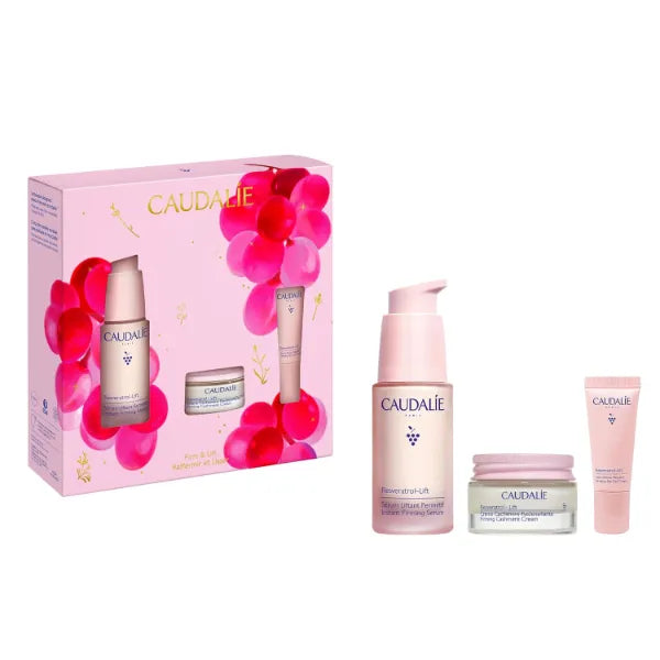 Caudalie Resveratrol-Lift Lift & Firm Essentials Skin Care Holiday Gift Set with Full-Size Resveratrol-Lift Serum + 2 Free Travel-Size Products