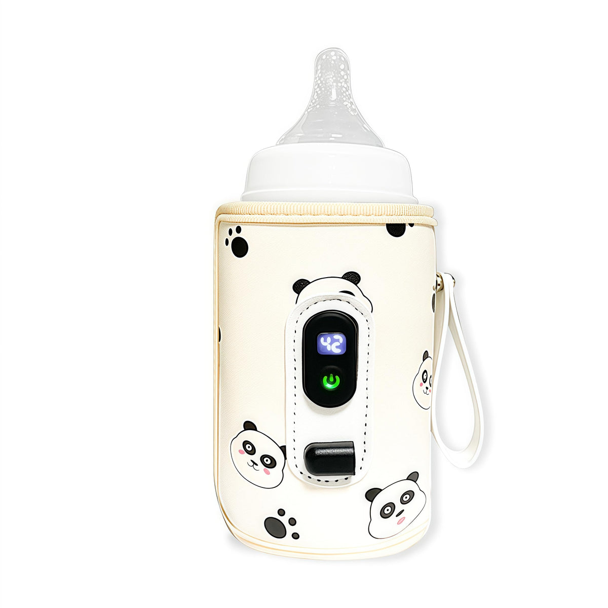 Lolotzii Portable Bottle Warmer, Temperature Adjustment Baby Milk Waemer with LED Display and USB, Panda Waterproof Bottle Warmer for Travel, Car