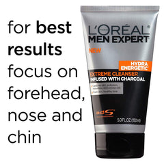 L’Oréal Paris Skincare Men Expert Hydra Energetic Facial Cleanser with Charcoal for Daily Face Washing, 5 fl. oz.