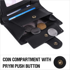 Men's Wallets Multifunctional RFID Blocking Leather Wallet Credit Card Trifold Compact Wallets for Men with ID Window & Coin Pocket