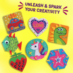 Creoos Magnetic Mini Tiles Arts & Crafts for Kids Make Your Own Fridge Magnets 12 Wood Tiles Painting Kits Toys for Girls Boys Stickers Gems Craft Summer Activities Art Set DIY Supplies Birthday Gifts