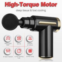 Massage Gun, 6-Speed Muscle Percussion Massager, Quiet Hand Massager, Mini Massage Gun for Neck, Back, Arms, Legs, Shoulders