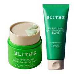 BLITHE Pore Care Duo – Cleansing Balm & AHA BHA Cleanser | Deep Pore Cleansing, Makeup Remover,