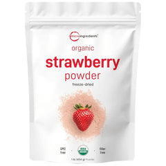 Micro Ingredients Organic Strawberry Powder, 1 Lb | 100% Natural Fruit Powder | Freeze-Dried Strawberries Source | No Sugar & Additives | Great Flavor for Drinks, Smoothie, & Beverages | Non-GMO & Vegan Friendly
