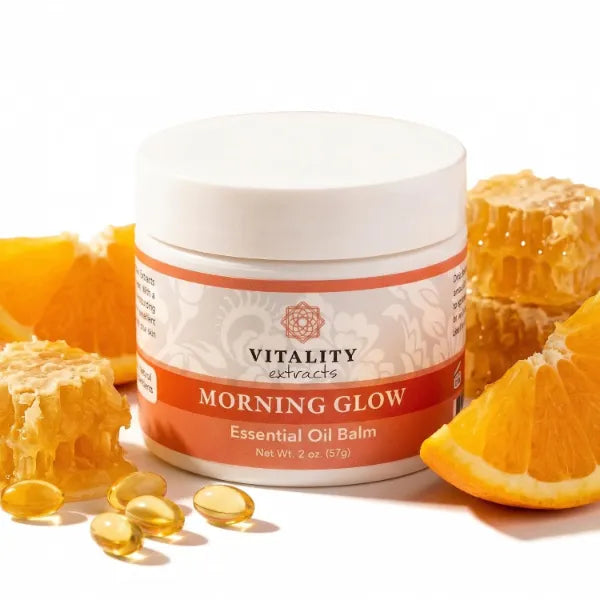 Vitality Extracts Morning Glow Essential Oil Balm - 2oz, Beeswax, Vitamin E, Radiant, Daily Skin Hydration, All Skin Types, Replenish, Smooth Skin