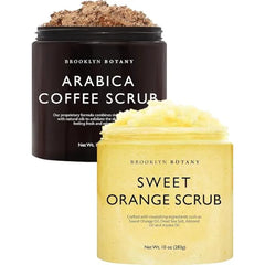 Brooklyn Botany Arabica Coffee & Sweet Orange Body Scrub Set Exfoliating and Moisturizing Face, Body, Hand & Foot Scrubs 2 x 10 oz