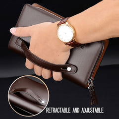 Azonee Genuine Leather Wallet for Men Checkbook Credit Cards Vintage Long Bifold Wallet Clutch Purses for Men
