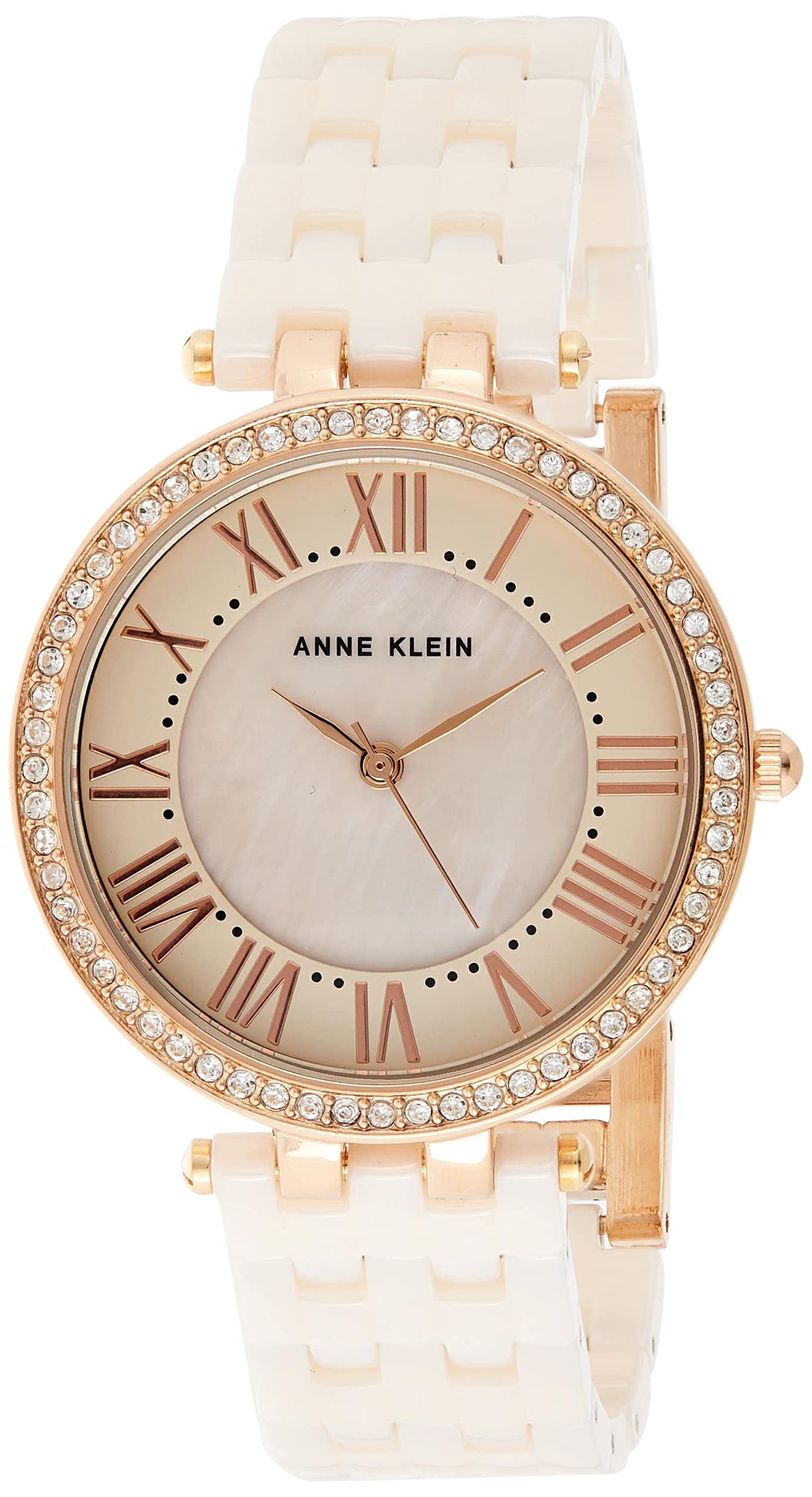 anne Klein Women's Off White Dial Ceramic Band Watch - aK2130RGLP