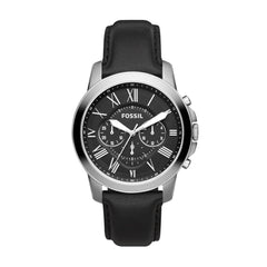 Fossil Leather Mens Quartz Watch Black