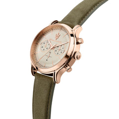 Maserati Men's Watch, Chronograph, Analogue, Leather Strap, Waterproof, Vintage Collection, Gift for Men - R8871633007, Green, 42.00, Strap, Green, 42.00, Strap