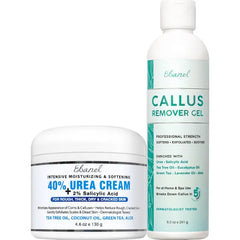 Ebanel Set of Professional Callus Remover for Feet, and Urea Cream 40% Plus Salicylic Acid 2%, Heel Foot Callus Remover Gel Exfoliator Dead Skin Cuticle Removal Toenail Softener Keratolytic Pedicure