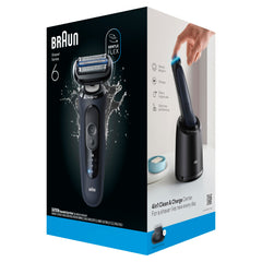Braun Series 6 Electric Shaver for Men, Wet & Dry Foil Razor, 4-in-1 SmartCare Clean & Charge Center, Precision Trimmer Attachment, Replacement Shaver Head, Travel Case, Dark Blue 6177ps