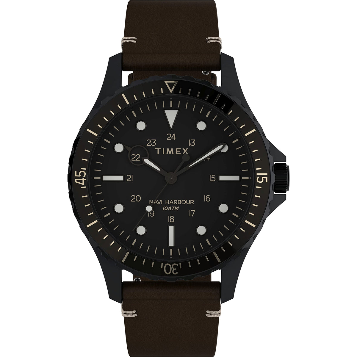 Timex Men's Analogue Watch with a Leather Strap Navi XL - Black