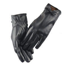 Azonee Leather Gloves for Women Women PU Leather Touchscreen Gloves Touch Screen Texting Winter Warm Cycling Driving Bowknot Gloves, One Size