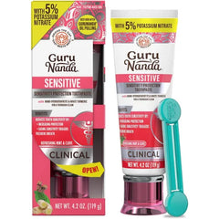 GuruNanda Sensitive Toothpaste – 5% Potassium Nitrate for Tooth Sensitivity Relief, with Nano-Hydroxyapatite,Xylitol & White Turmeric, with Toothpaste Squeezer, Natural Clove Mint, 4.2 oz