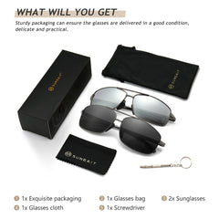 SUNGAIT Ultra Lightweight Rectangular Polarized Sunglasses UV400 Protection