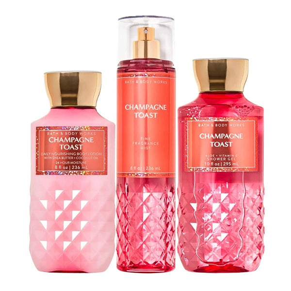 Bath & Body Works - Champagne Toast - Daily Trio - Shower Gel, Fine Fragrance Mist & Super Smooth Body Lotion