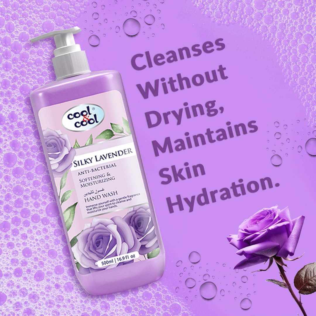 Cool & Cool Silky Lavender- 500Ml - Anti-Bacterial,Skin-Softening & Moisturizing Liquid Hand Wash