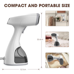 Steamer for Clothes, Handheld Clothes Steamer, 1500W Garment Steamer with 300ml Detachable Water Tank, 25s Fast Heat-up, Auto-Off, Steam Iron Fabric Wrinkle Remover with Brush for Home and Travel