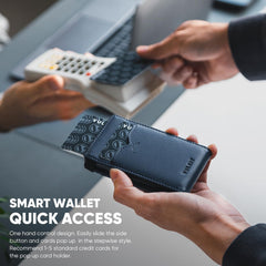 VULKIT Slim Credit Card Holder RFID Blocking Pop Up Card Wallet Minimalist Slim Wallet with Back ID Window Holds 8 Cards - Navy