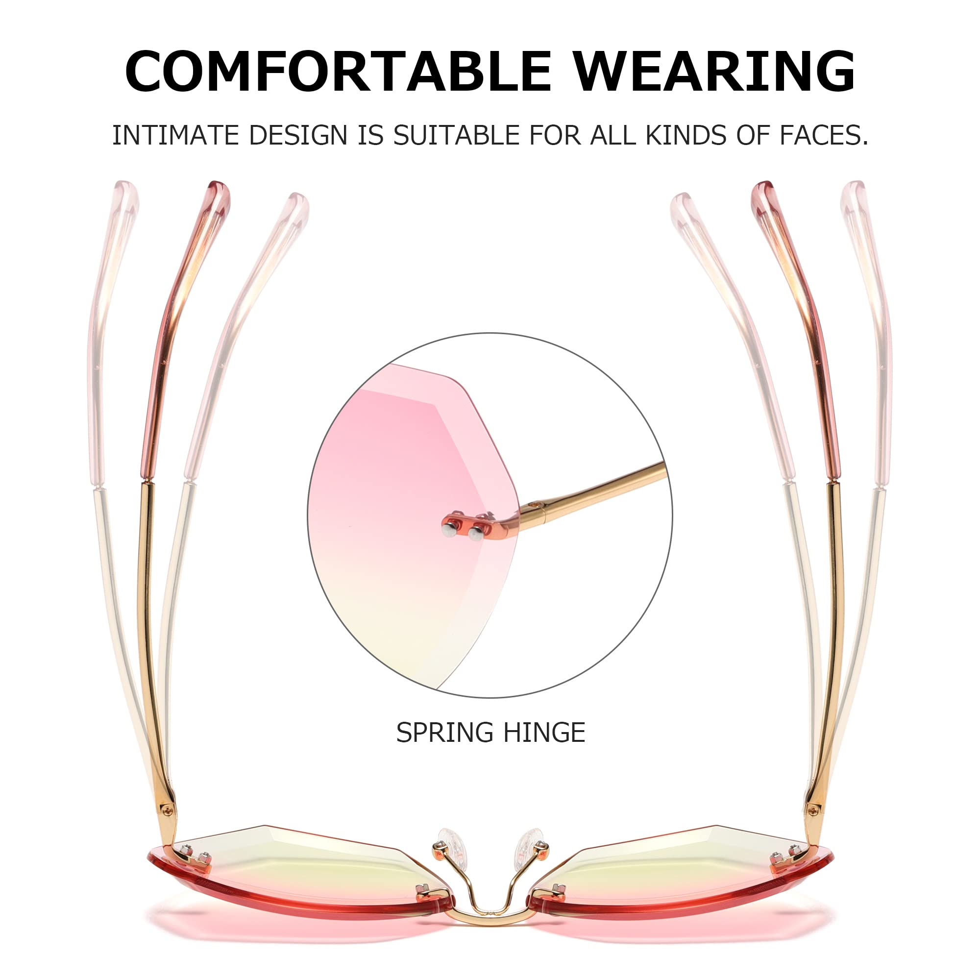 AEVOGUE Sunglasses For Women Oversized Rimless Diamond Cutting Lens Sun Glasses AE0534