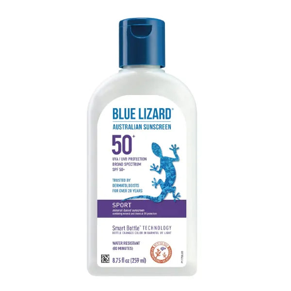 BLUE LIZARD Sport Mineral Sunscreen Lotion SPF 50+ – Unscented Zinc Oxide Cream, Broad Spectrum Protection (8.75 fl oz)