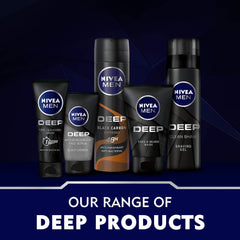 NIVEA MEN DEEP bundle: Shaving Gel, Clean Shave Antibacterial Black Carbon, 200ml + After Shave Lotion, Antibacterial Black Carbon Woody Scent, 100ml + 3in1 Shower Gel Body Wash, Woody Scent, 250ml