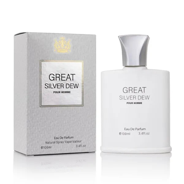 URBAN COLLECTION Great Silver Dew Cologne for Men, Aromatic Fresh Citrus Fragrance, Crisp Bergamot Blackcurrant Green Tea, Sandalwood Musk Ozonic, Long Lasting Masculine Luxury Scent 3.4 oz / 100ml