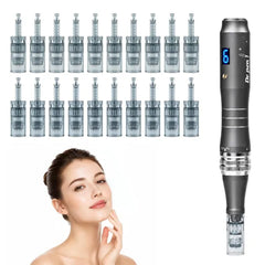 Dr.Pen M8 Microneedle Derma Roller Pen for Women Men Skin Home Travel Use with 20 pcs replacement (10 x 36pin,10x16pin cartridges), 0.25mm Microneedling Kit for Skin