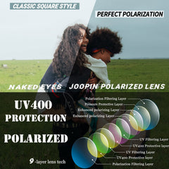 Joopin Sunglasses for Men Women, Fashion Polarized Sun Glasses Retro Square Shades UV Protection Driving