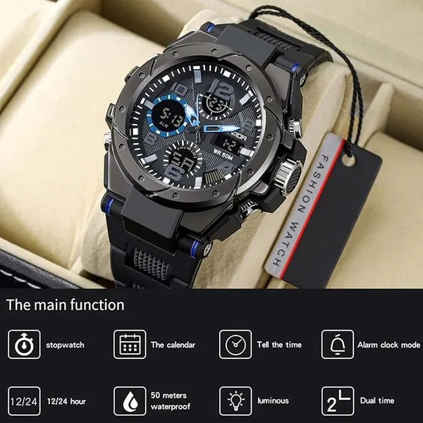 KASTWAVE Men s Waterproof Tactical Sports Watch Dual Display Analog D Discount Store