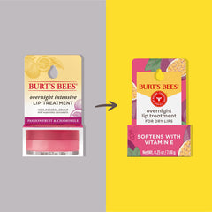 Burt's Bees Overnight Lip Sleeping Mask, 0.25 oz - Moisturizing, Hydrating, Exfoliating, Reduces Fine Lines, Ceramide Infused, Passionfruit Scent
