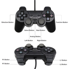 UCOM USB Gamepad/Joystick/Wired Gaming Controller for PC Computer Laptop Window with Dual Vibration Motor & Dual Analog Key & 1.8 Meter Cable, Kids & Adults - Black (Single Piece)