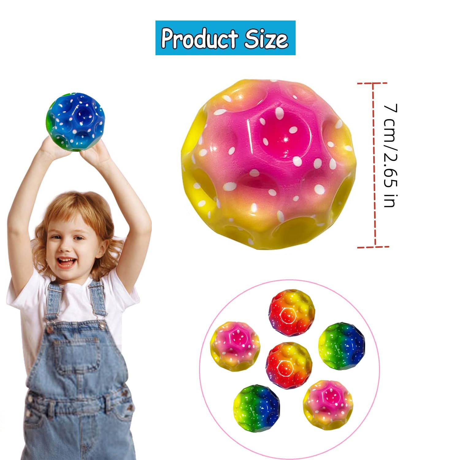 WEZCHUGHAOL 3 Pcs Space Ball, Extreme High Bouncing Ball, Super High Bouncing Space Ball, Rubber Bounce Ball Sensory Ball, Improve Hand-Eye Coordination, Easy to Grip and Catch