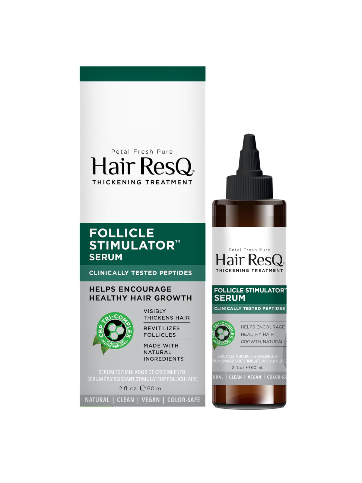 Petal Fresh Pure Hair ResQ Thickening Treatment Follicle Stimulator Serum, Encourage Healthy Growth Naturally with Caffeine, Biotin & Peptides - 60 Day Supply, 2 fl oz (60 ml)
