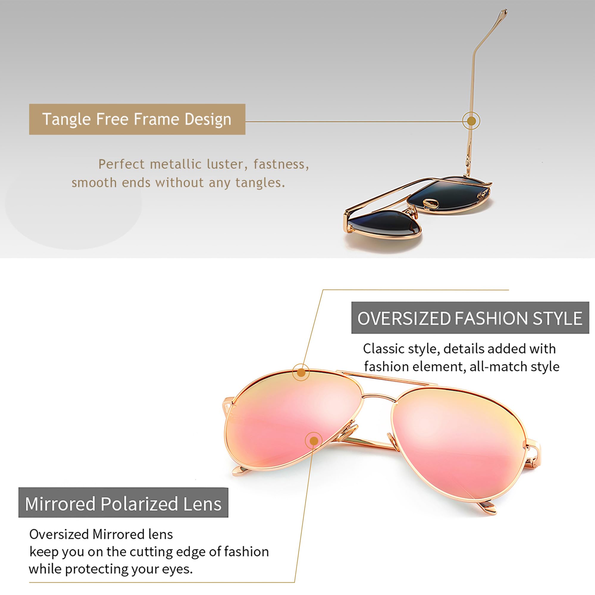 SUNGAIT Vintage Round Sunglasses for Women Men and Lightweight Oversized Aviator Sunglasses