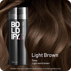 BOLDIFY Hair Fibers for Thinning Hair - 100% Undetectable Natural Formula (Light Brown)