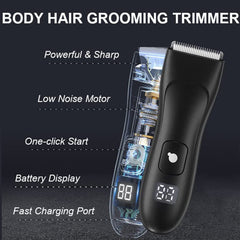 VUCATIN Trimmer for Men Body Grooming Kit, Electric Body Balls Trimmer for Men Pubic Groin Hair Trimmer, Professional Hair Clippers Shaving Machines for Male Hygiene Razor with LCD Display (Black)
