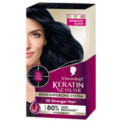 Schwarzkopf Keratin Color Permanent Hair Dye 1.1 Midnight Black 1 Professionally inspired permanent hair dye for up to 80% less breakage than untreated hair and 100% gray coverage