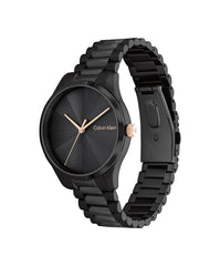 Calvin Klein, Burst Unisex's Bla Dial, Ionic Plated Bla Steel Watch - 25200233