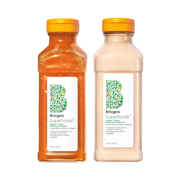 Briogeo Superfoods Mango + Cherry Hair Pack, Replenish Dull, Dry Hair and Balance Oil for Oily Hair, Controls Oil and Nourished All Hair Types and Textures, Vegan, Cruelty-Free, 2 x 12.5 fl oz