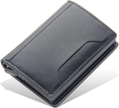 TERRIFI Slim Wallet for Men RFID Smart Front Pocket Minimalist Leather Wallet Antimagnetic Anti Theft Medium Deposit ID Money Bank Card Size Men Gift Black