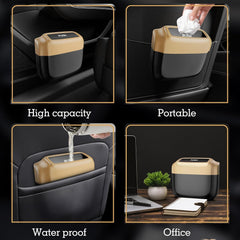Azonee Car Trash Can with Lid, Built-in Storage Garbage Bag, Leakproof Vehicle Trash, Car Accessories for Interior, Mini Garbage Bin for Automotive Home Office Kitchen Bedroom with 30pcs Trash Bags