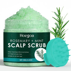 Hoegoa Scalp Scrub, Rosemary Scalps Exfoliator Scrub Shampoo, 2-in-1 Scalp Treatment with Maris Sal, Hair Treatment with Silicone Massager, Clarify and Remove Build Up - 100g